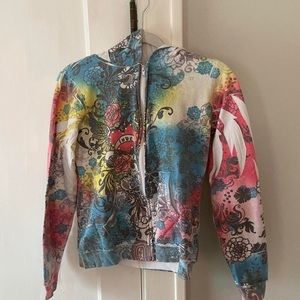 Y2K grunge rhinestone zip up